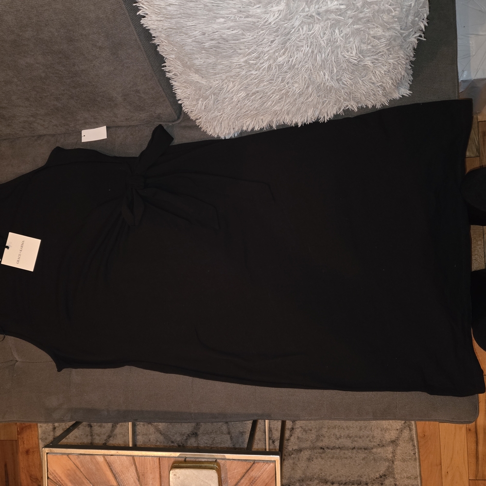 Black Sleeveless Crew Neck Sheath Maxi Dress